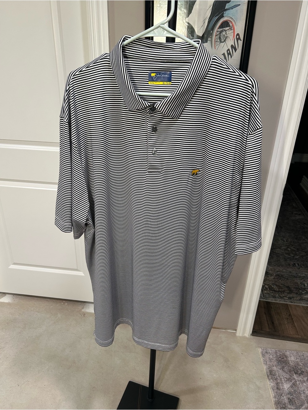 Jack Nicklaus Black & White Striped Polo Shirt XXL